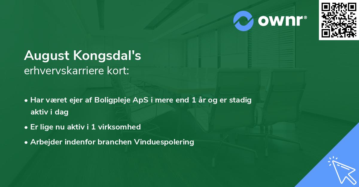 August Kongsdal's erhvervskarriere kort