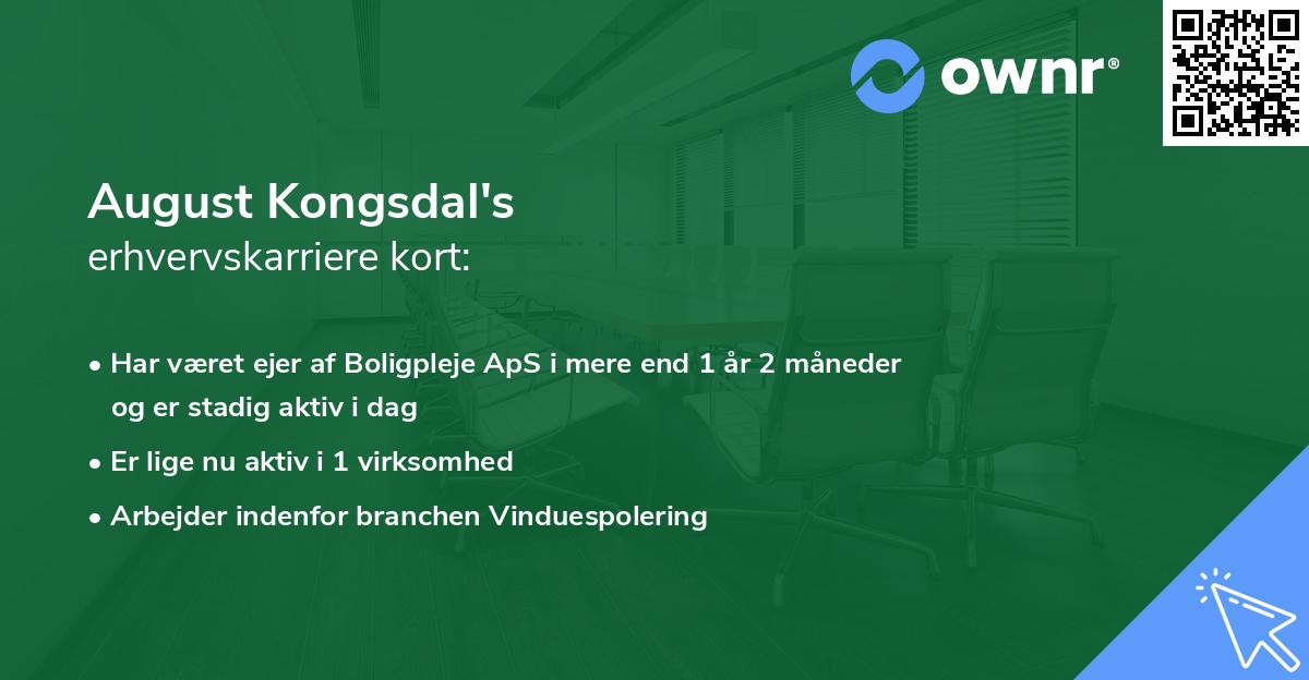 August Kongsdal's erhvervskarriere kort