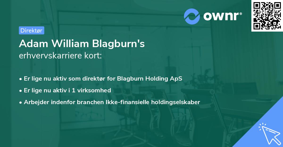 Adam William Blagburn's erhvervskarriere kort