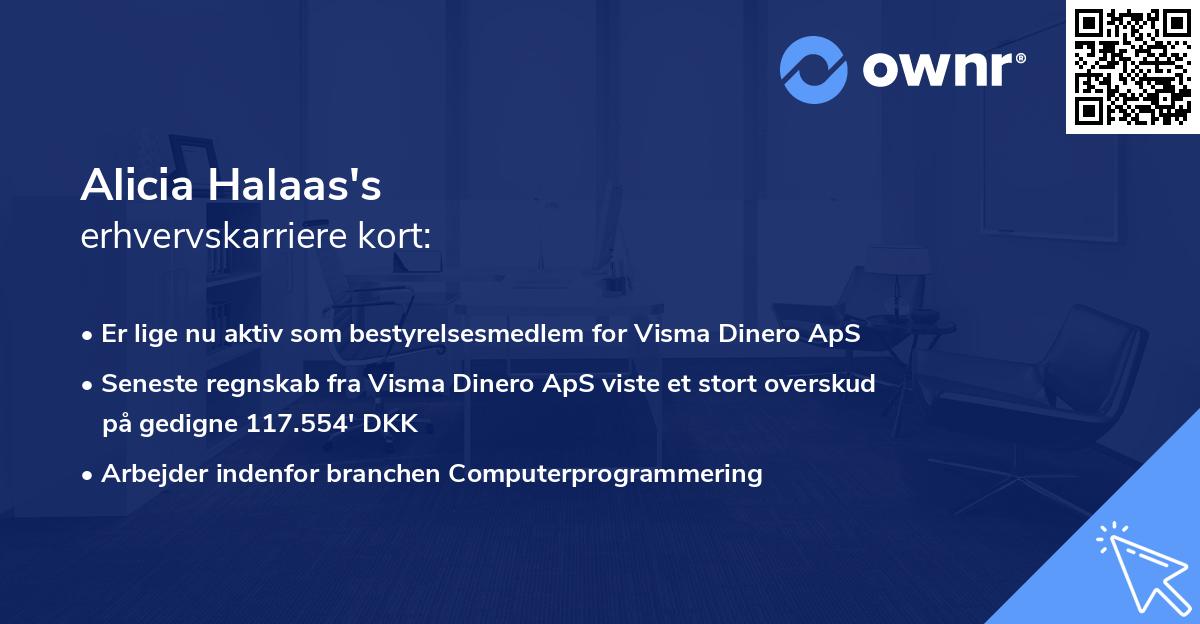 Alicia Halaas's erhvervskarriere kort