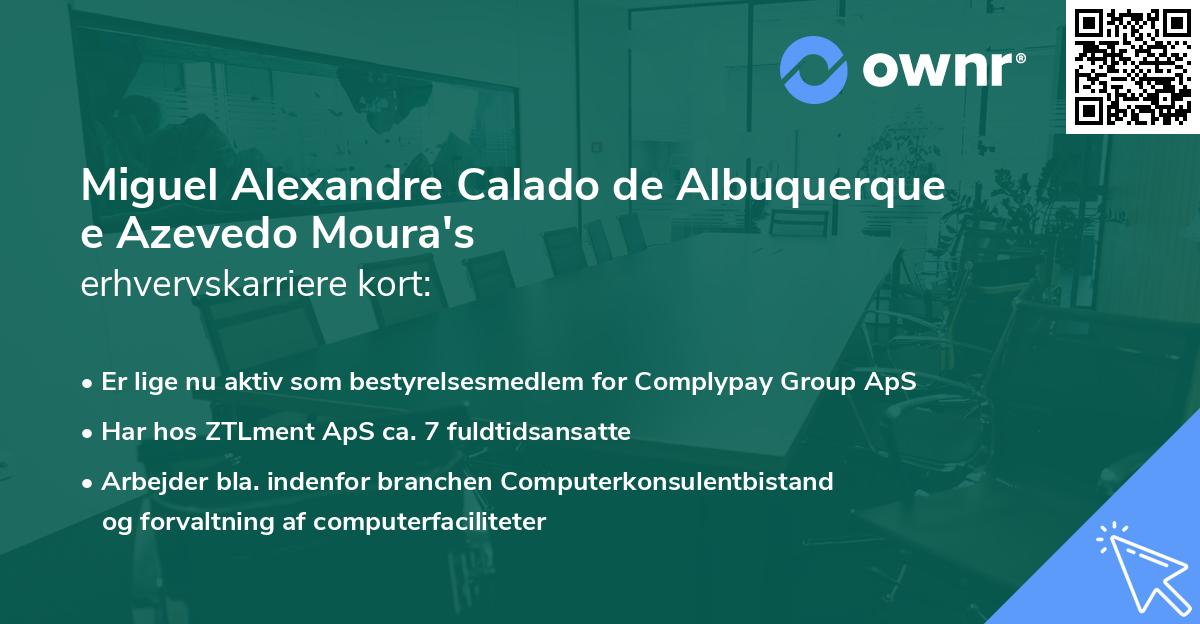 Miguel Alexandre Calado de Albuquerque e Azevedo Moura's erhvervskarriere kort