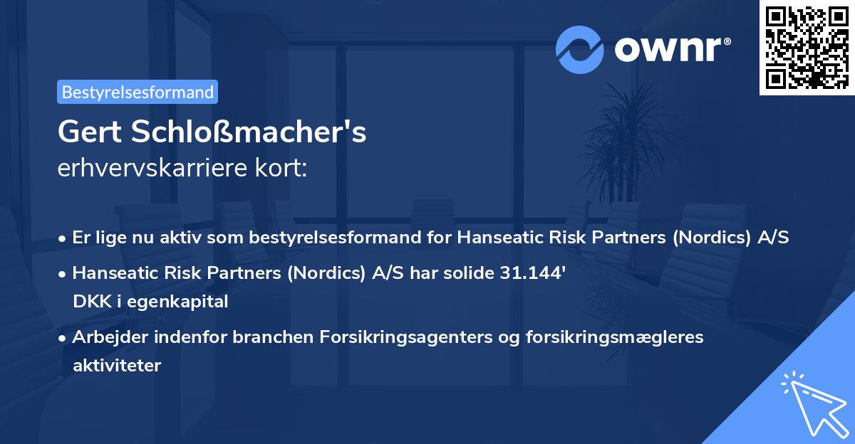 Gert Schloßmacher's erhvervskarriere kort