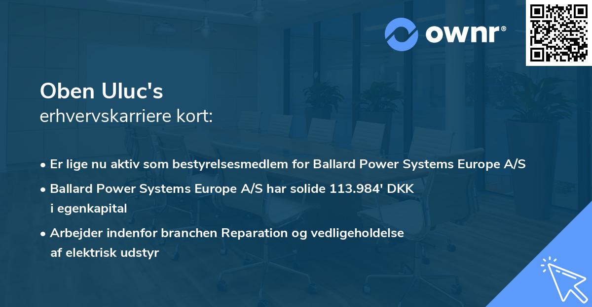 Oben Uluc's erhvervskarriere kort