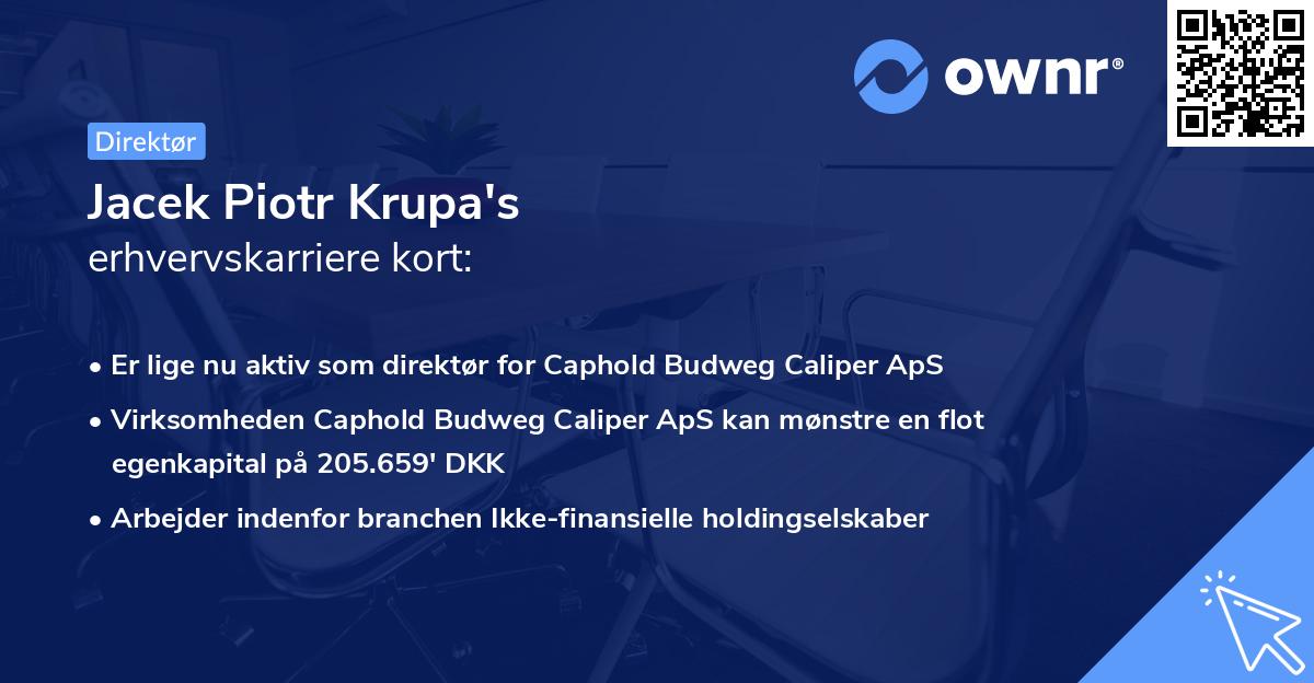 Jacek Piotr Krupa's erhvervskarriere kort