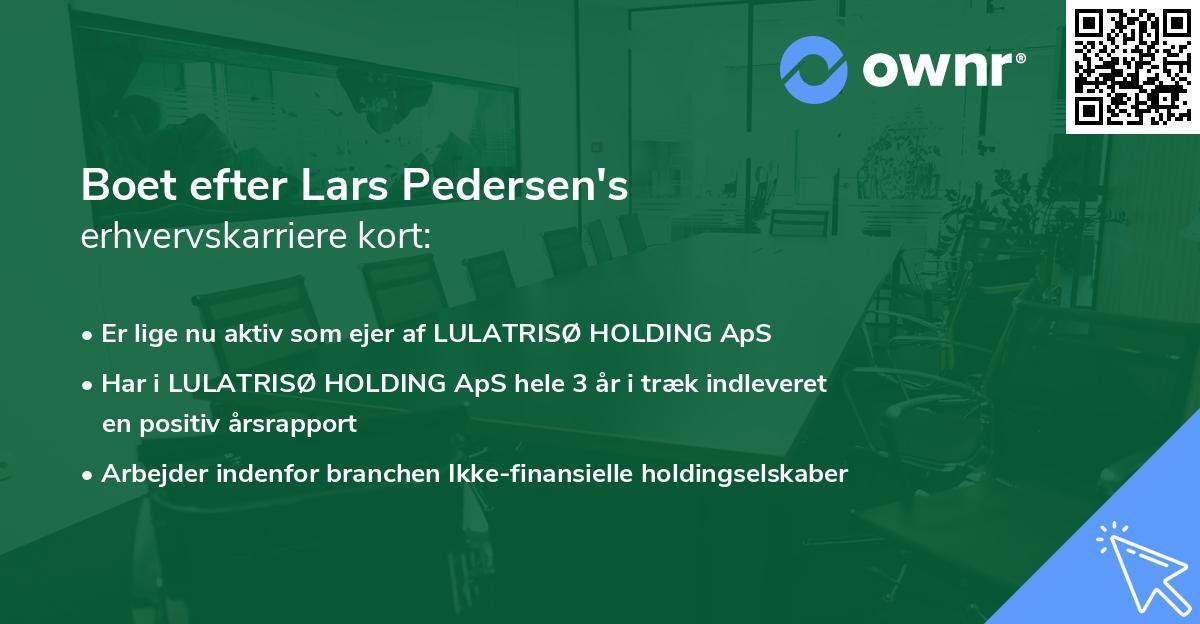 Boet efter Lars Pedersen's erhvervskarriere kort