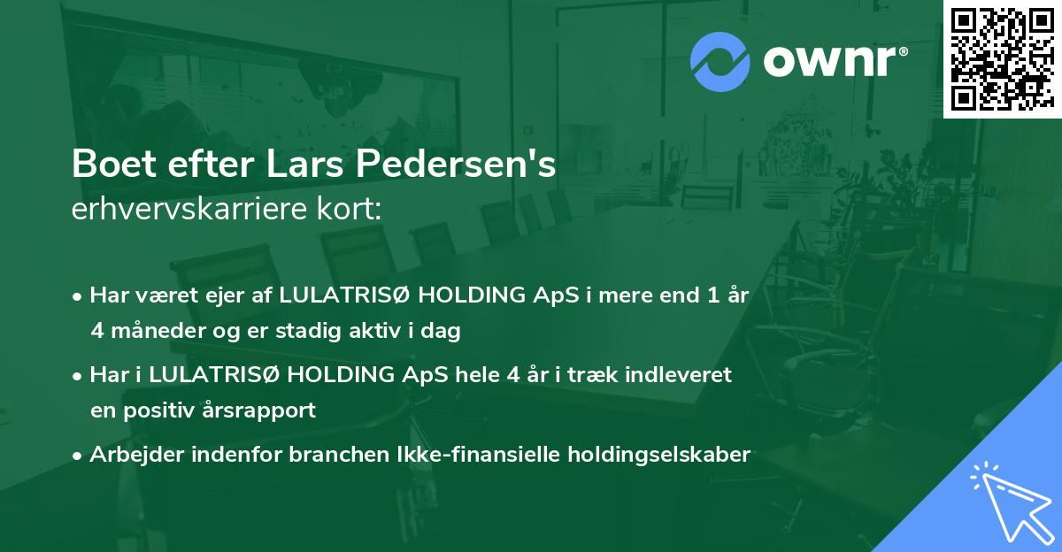 Boet efter Lars Pedersen's erhvervskarriere kort