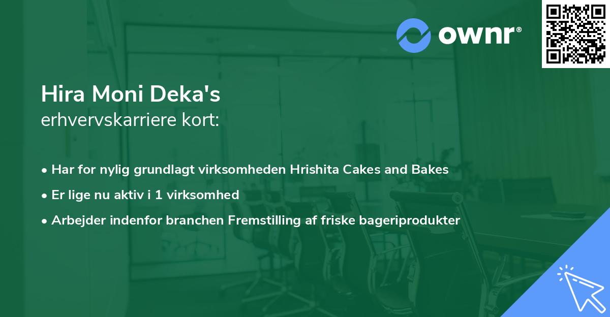 Hira Moni Deka's erhvervskarriere kort