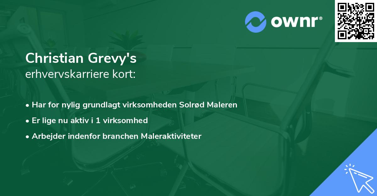 Christian Grevy's erhvervskarriere kort