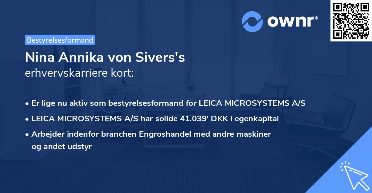 Nina Annika von Sivers's erhvervskarriere kort