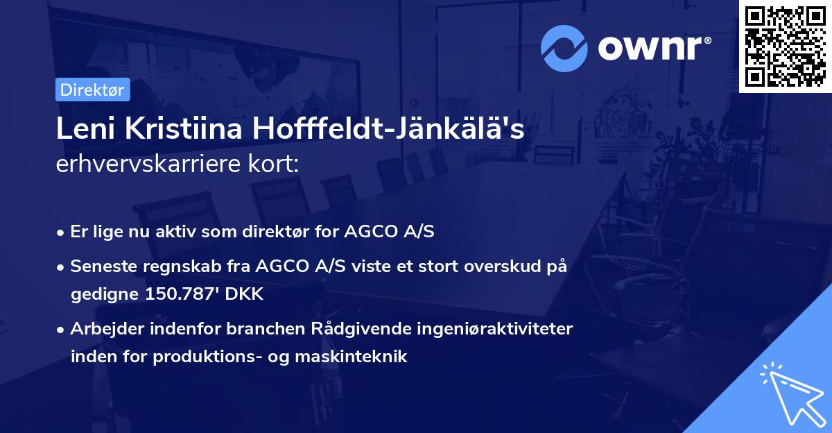 Leni Kristiina Hofffeldt-Jänkälä's erhvervskarriere kort