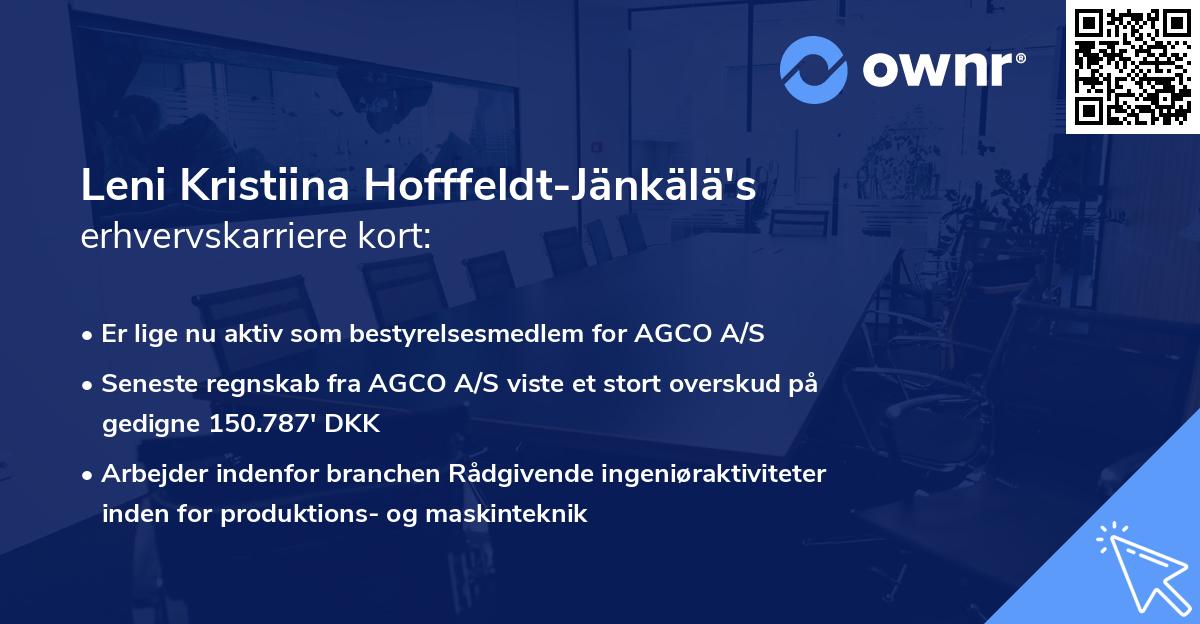 Leni Kristiina Hofffeldt-Jänkälä's erhvervskarriere kort