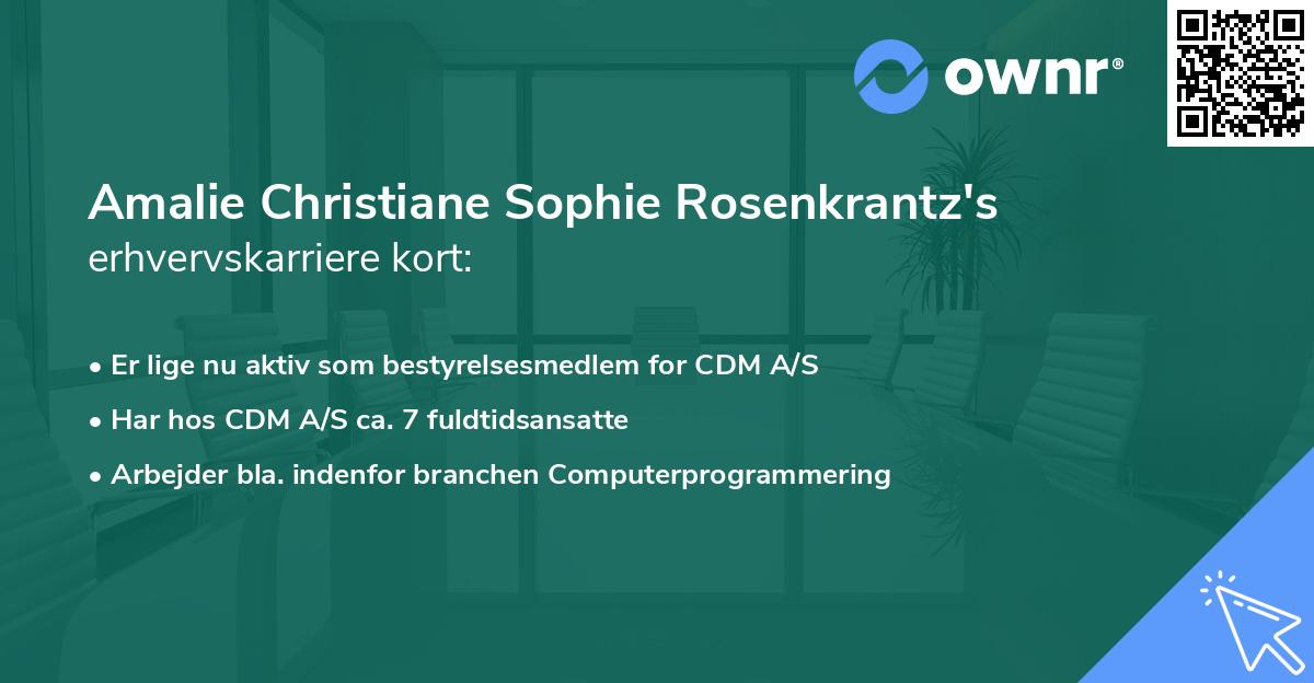 Amalie Christiane Sophie Rosenkrantz's erhvervskarriere kort