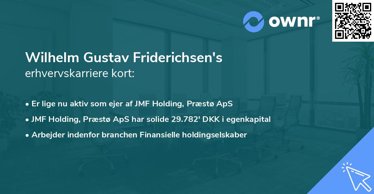 Wilhelm Gustav Friderichsen's erhvervskarriere kort