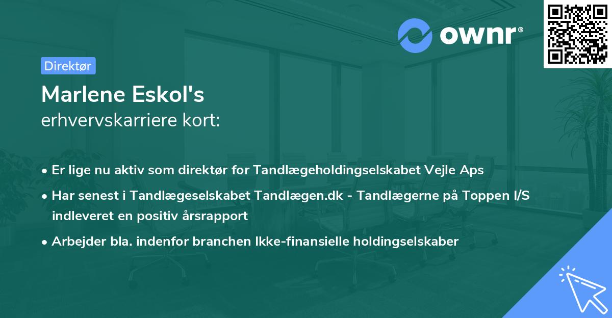 Marlene Eskol's erhvervskarriere kort