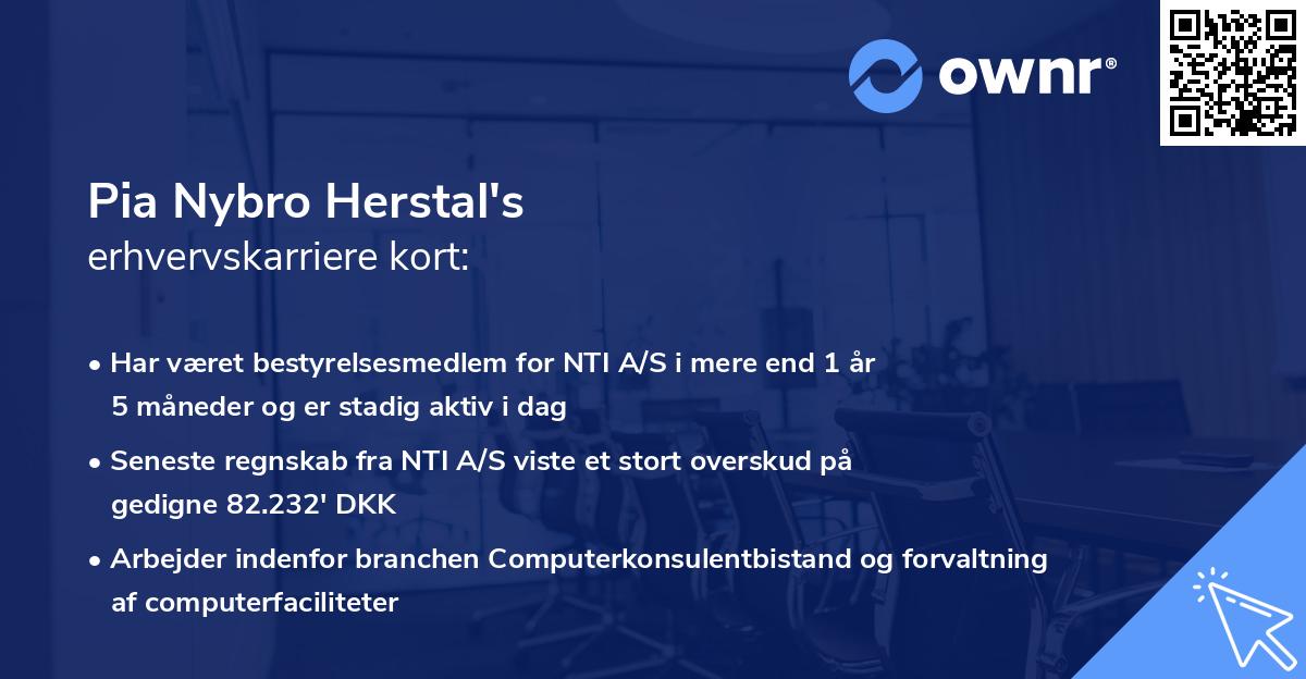Pia Nybro Herstal's erhvervskarriere kort