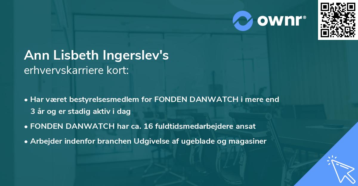 Ann Lisbeth Ingerslev's erhvervskarriere kort