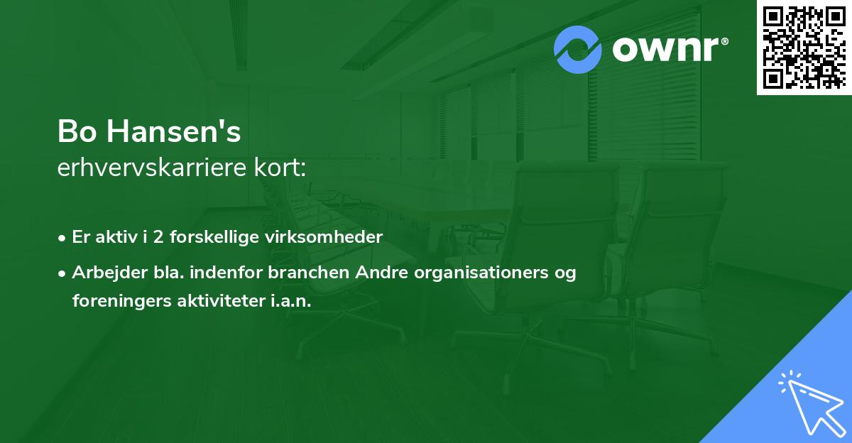 Bo Hansen's erhvervskarriere kort