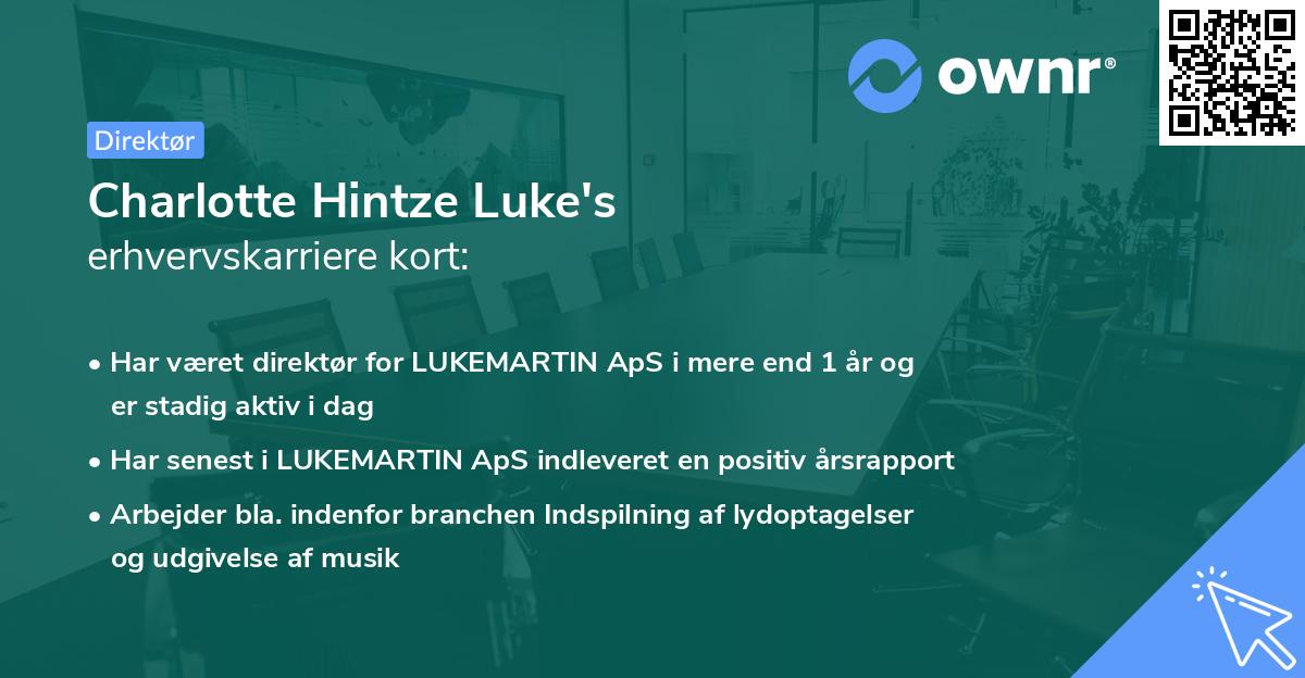 Charlotte Hintze Luke's erhvervskarriere kort