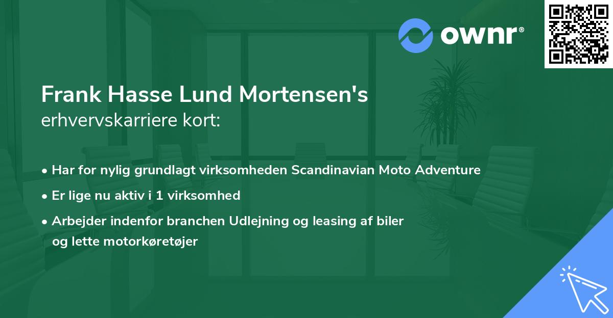 Frank Hasse Lund Mortensen's erhvervskarriere kort