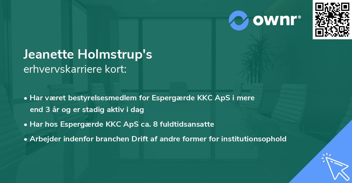 Jeanette Holmstrup's erhvervskarriere kort