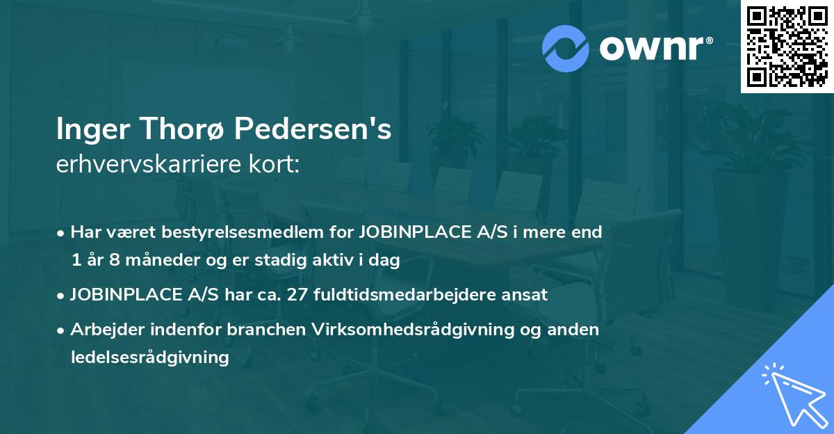 Inger Thorø Pedersen's erhvervskarriere kort