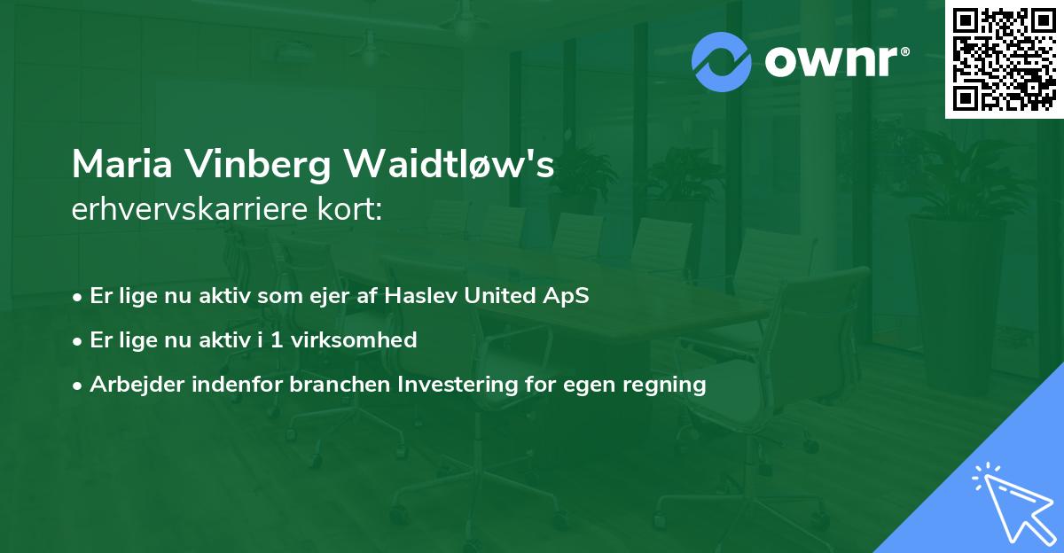 Maria Vinberg Waidtløw's erhvervskarriere kort