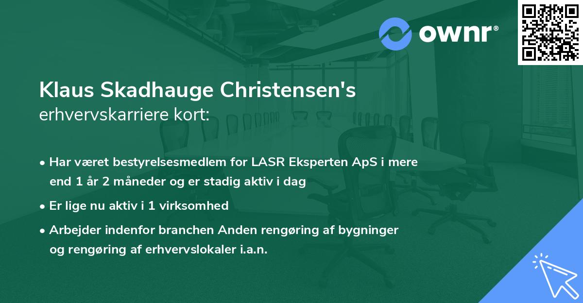 Klaus Skadhauge Christensen's erhvervskarriere kort