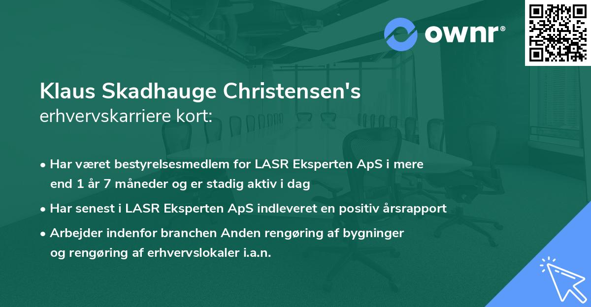 Klaus Skadhauge Christensen's erhvervskarriere kort