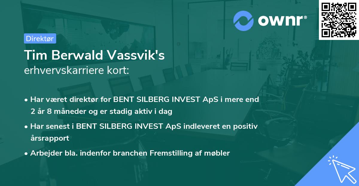 Tim Berwald Vassvik's erhvervskarriere kort