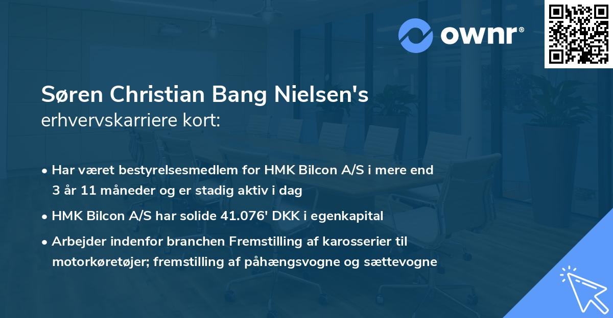 Søren Christian Bang Nielsen's erhvervskarriere kort