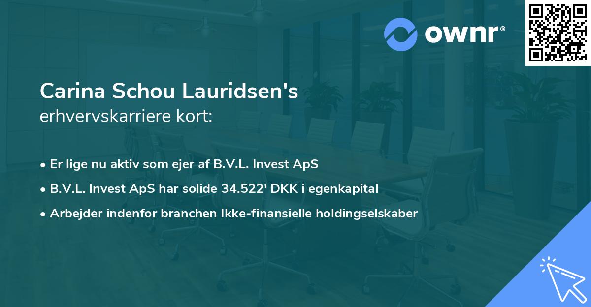 Carina Schou Lauridsen's erhvervskarriere kort
