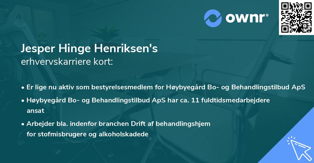 Jesper Hinge Henriksen's erhvervskarriere kort