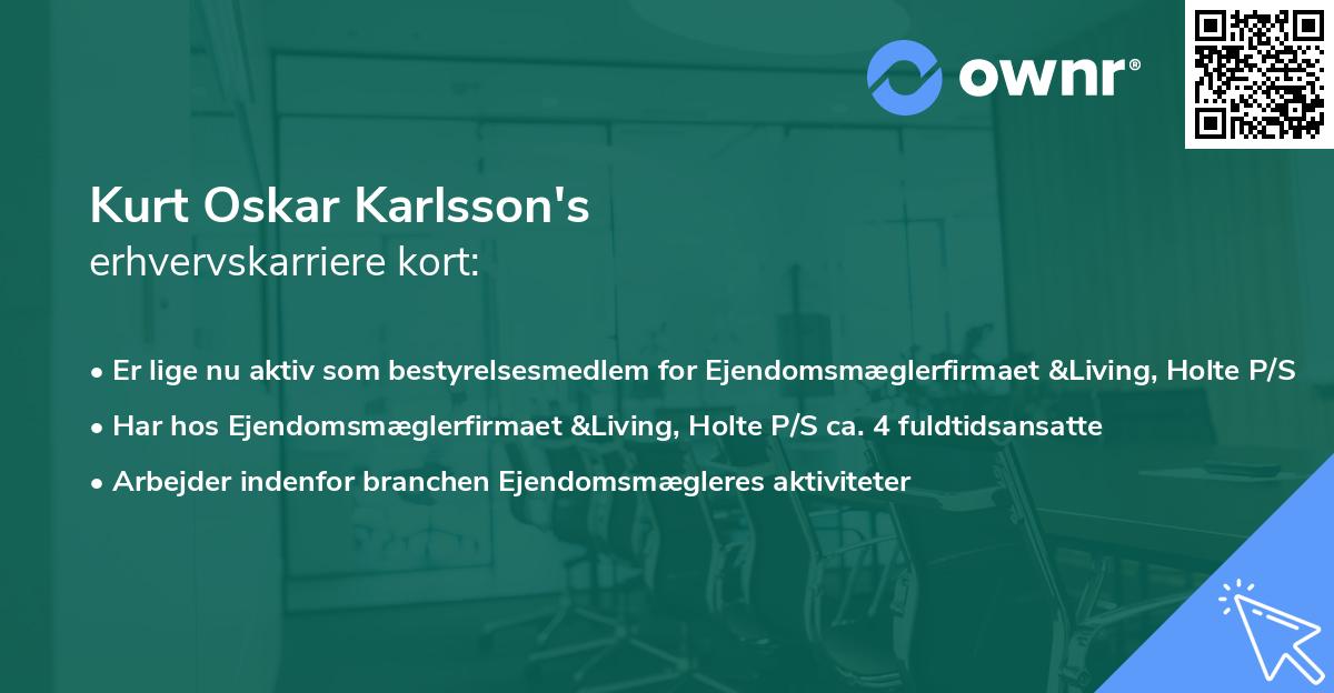 Kurt Oskar Karlsson's erhvervskarriere kort