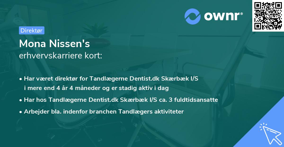 Mona Nissen's erhvervskarriere kort