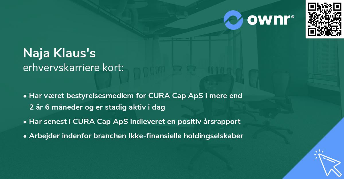 Naja Klaus's erhvervskarriere kort