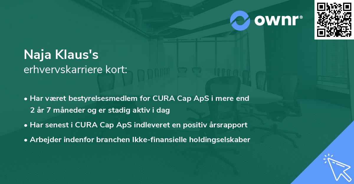 Naja Klaus's erhvervskarriere kort