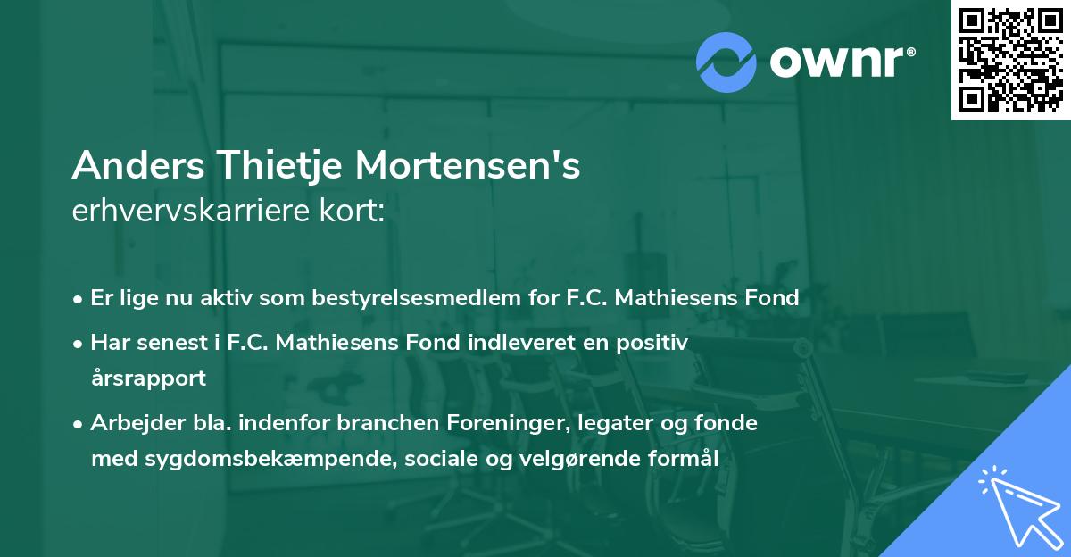 Anders Thietje Mortensen's erhvervskarriere kort