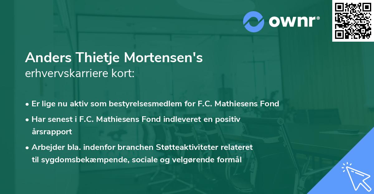 Anders Thietje Mortensen's erhvervskarriere kort