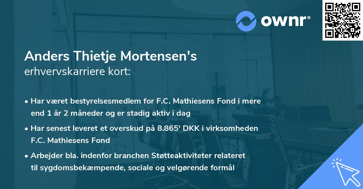 Anders Thietje Mortensen's erhvervskarriere kort