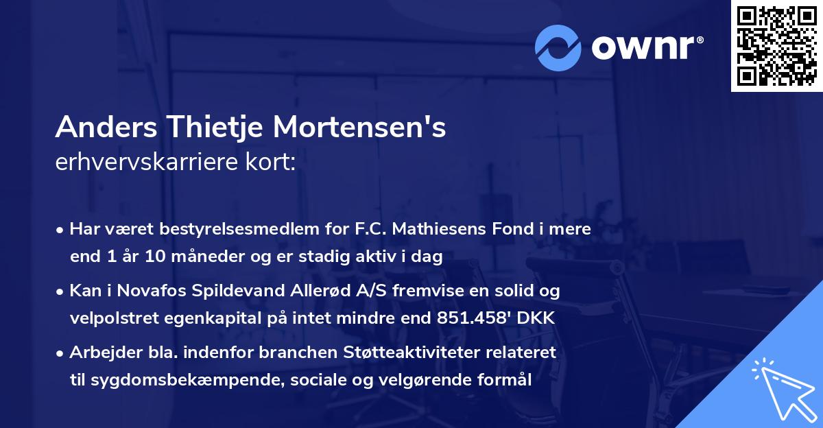 Anders Thietje Mortensen's erhvervskarriere kort