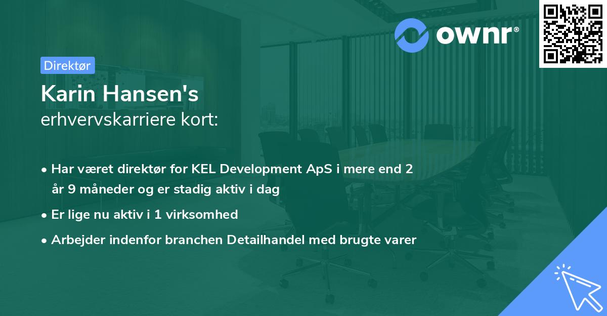 Karin Hansen's erhvervskarriere kort