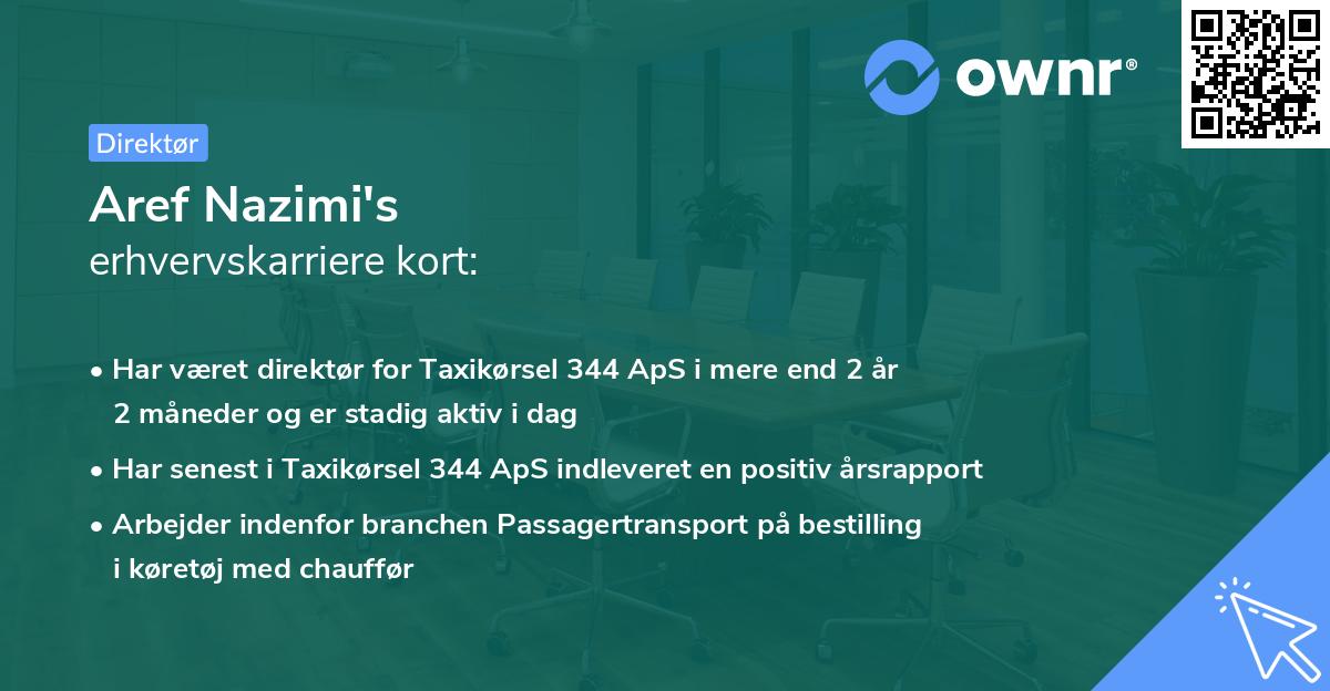 Aref Nazimi's erhvervskarriere kort