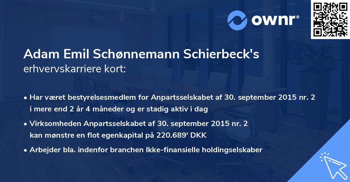 Adam Emil Schønnemann Schierbeck's erhvervskarriere kort