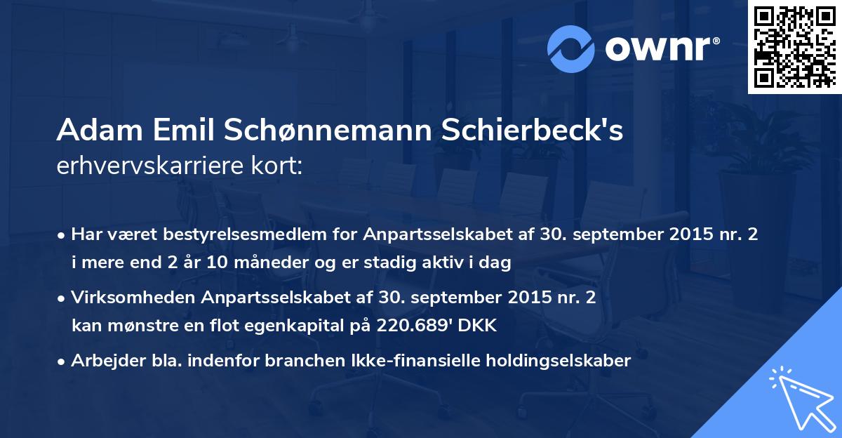 Adam Emil Schønnemann Schierbeck's erhvervskarriere kort