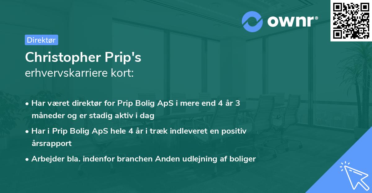 Christopher Prip's erhvervskarriere kort