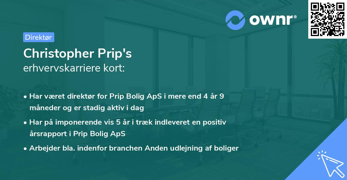 Christopher Prip's erhvervskarriere kort