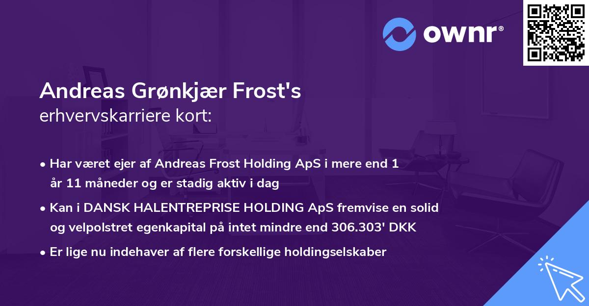 Andreas Grønkjær Frost's erhvervskarriere kort