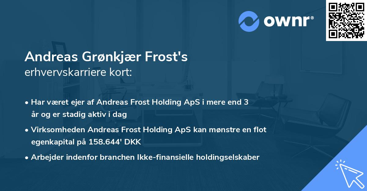 Andreas Grønkjær Frost's erhvervskarriere kort