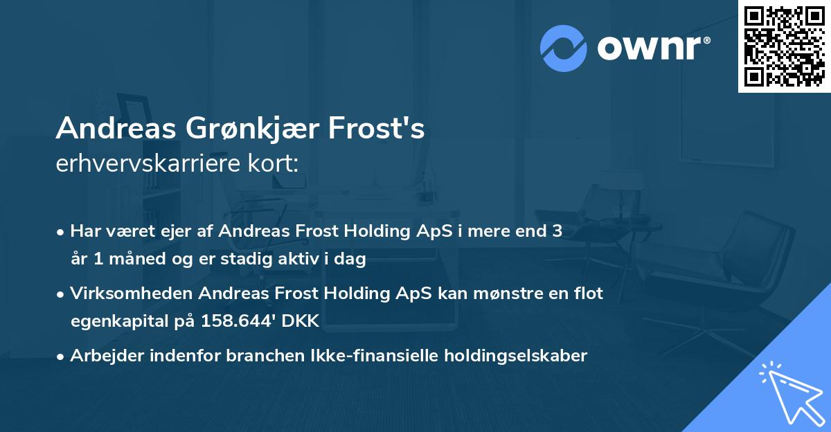 Andreas Grønkjær Frost's erhvervskarriere kort
