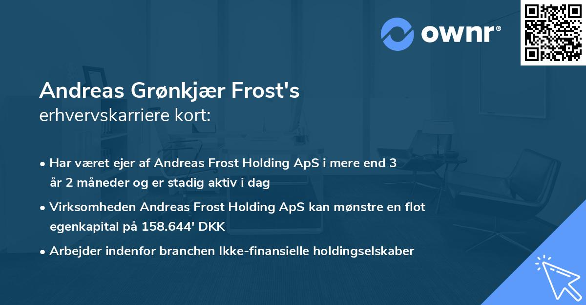 Andreas Grønkjær Frost's erhvervskarriere kort